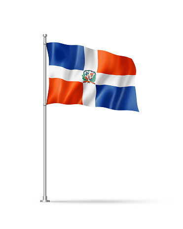 Dominican Republic flag, 3D illustration, isolated on white