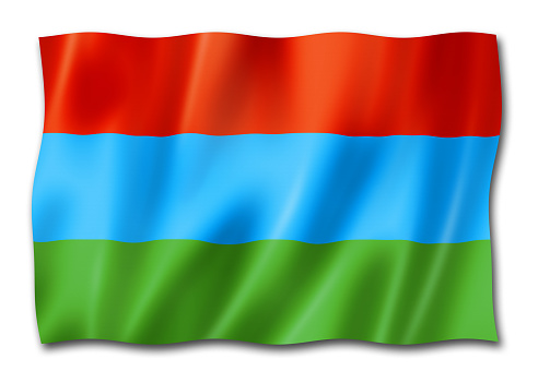 Karelia state - Republic -  flag, Russia waving banner collection. 3D illustration
