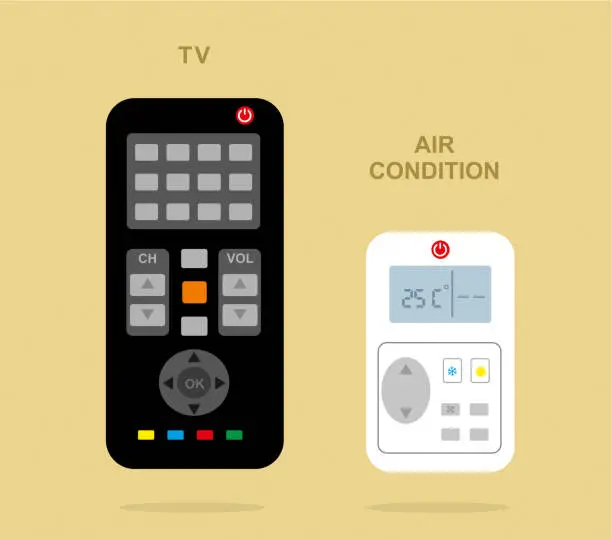 Vector illustration of TV Remote control and air conditioner remote control