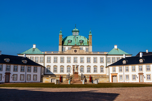 Fredensborg, Denmark - March 24, 2022: Fredensborg Palace in Denmark. Danish Royal Family's spring and autumn residence