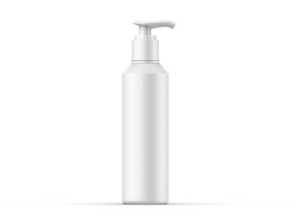 istock Cosmetic plastic bottle with dispenser pump mockup. Liquid container for gel, lotion, cream, shampoo, bath foam. Beauty product package, 3d render illustration. 1429919144
