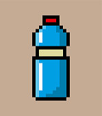 istock Water bottle pixel illustration 1429919588