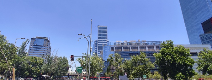 Image of the street with modern buildings in Santiago de Chile