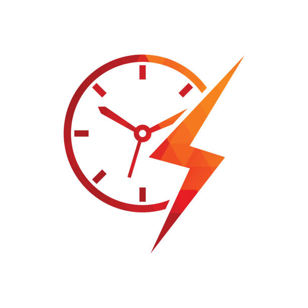 플래시 타임 벡터 로고 디자인. t - clock face flash stock illustrations