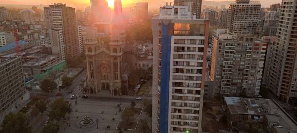 Beautiful cityscape of Santiago de Chile from a high point of view