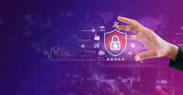 istock Businessman holding shield protect icon. Protection network security computer and safe your data concept, lock symbol, concept about security, cybersecurity and protection against dangers. 1429934013