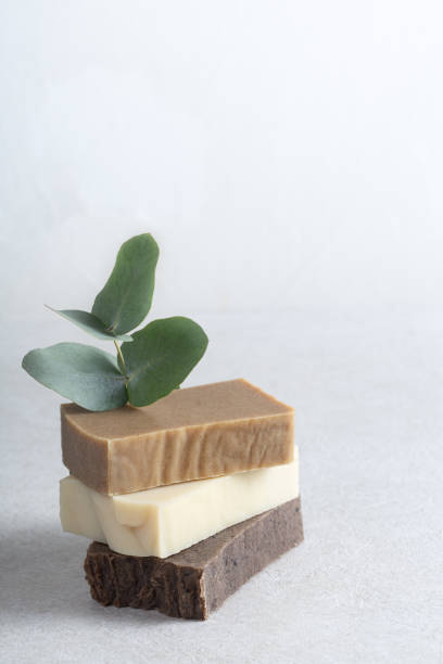 istock Natural handicraft soap bars on white background. 1429936664