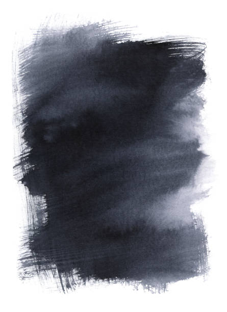 istock Black ink smeared on white watercolor paper - abstract art with isolated dark stain - illustration with amazing texture - messy uneven blurred with visible lines and multilayered effects. Original hand painted high resolution background 1429939162