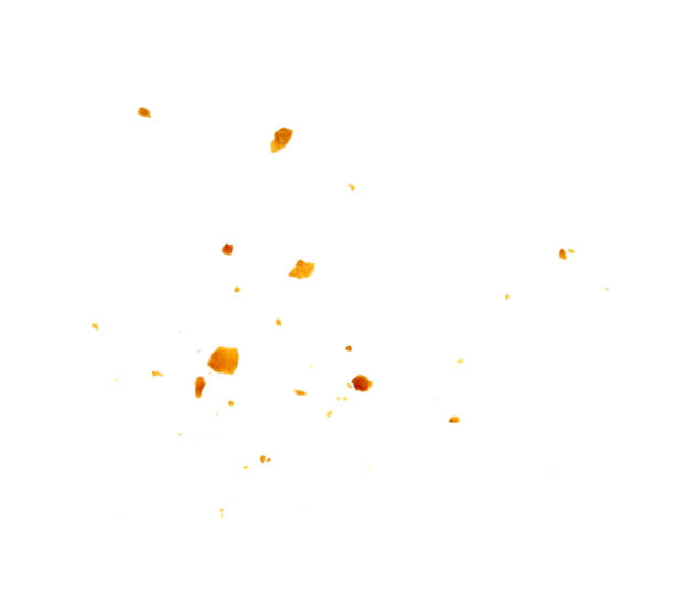 cookie crumbs on white background