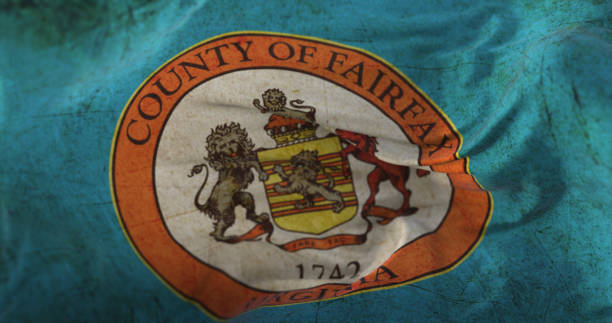 Old Flag of Fairfax, county of the state of Virginia, United States Old Flag of Fairfax, county of the state of Virginia, United States herndon virginia stock pictures, royalty-free photos & images