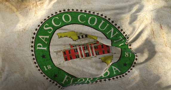 Pasco old flag, county of the state of Florida, United States of America