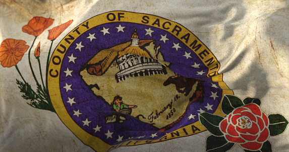 Old flag of Sacramento county, California State, United States