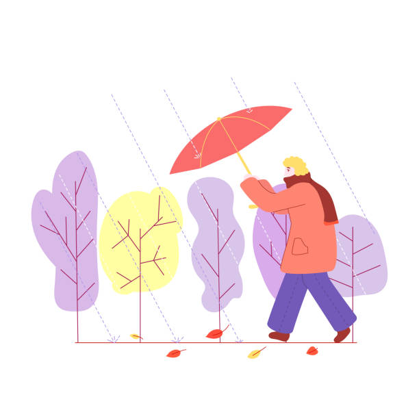istock A woman walks with an umbrella in the rain 1429944539