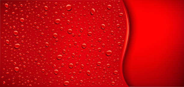 많은 방울이있는 배경 어두운 붉은 물 - coke stock illustrations