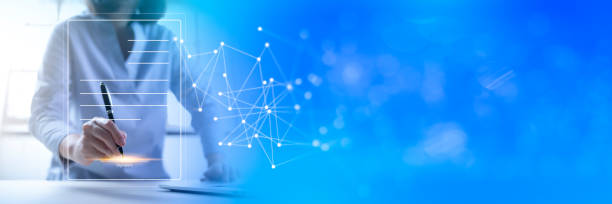 istock Busineswosman, work from home, handling documents, E-signing, signing digital contracts electronic signing electronic signature through internet technology document data management smart contract 1429946246