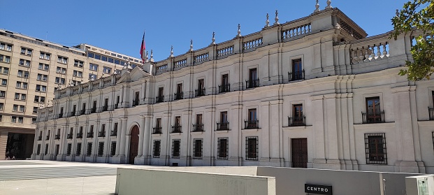 Imag of the back of the famous Palacio de la Moneda in Santiago de Chile