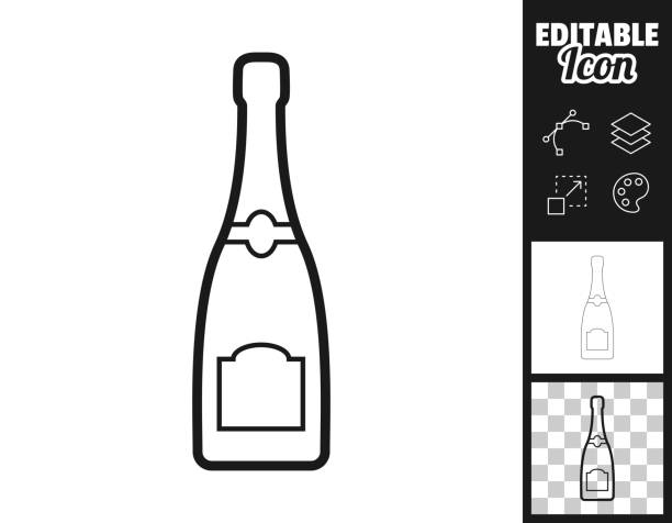 ilustrações, clipart, desenhos animados e ícones de garrafa de champanhe. ícone para design. facilmente editável - white background wine bottle isolated on white champagne