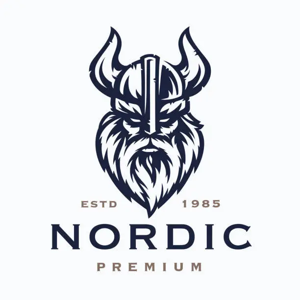 Vector illustration of Nordic viking warrior icon