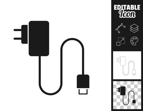 ilustrações, clipart, desenhos animados e ícones de carregador de celular. ícone para design. facilmente editável - plug adapter charging mobile phone battery charger