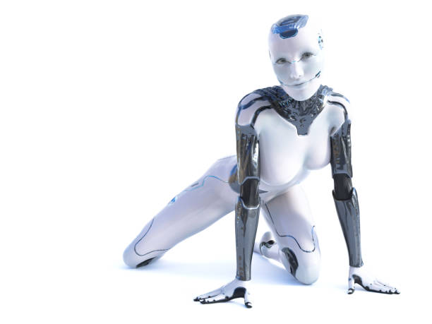セクシーな女性アンドロイドロボットの3dレンダリング - 3Dのストック