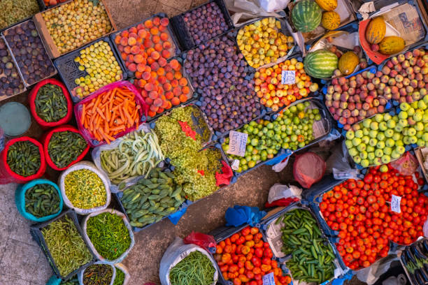 istock Directly Above View of Fruit and Vegetable Stall in a Local, Traditional, Public Bazaar 1429951196