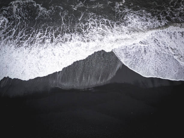 istock Top view of a black sand beach with waves in Iceland 1429952466