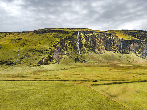Drífandi waterfall is about 70 meters high waterfall near Seljalandsfoss waterfall in Iceland.