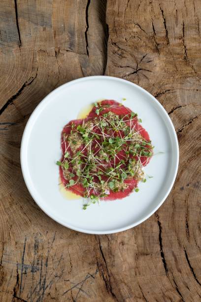 istock Beef carpaccio in a wooden box 1429957365
