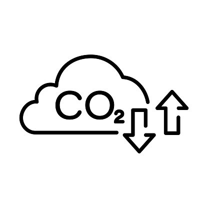 Carbon Dioxide Pollution in Air Line Icon. Reduction Greenhouse Pictogram. CO2 with Cloud Emission Gas Outline Icon. Atmosphere Contamination Symbol. Editable Stroke. Isolated Vector Illustration.