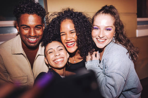 istock Taking happy selfies on friends night out 1429966226