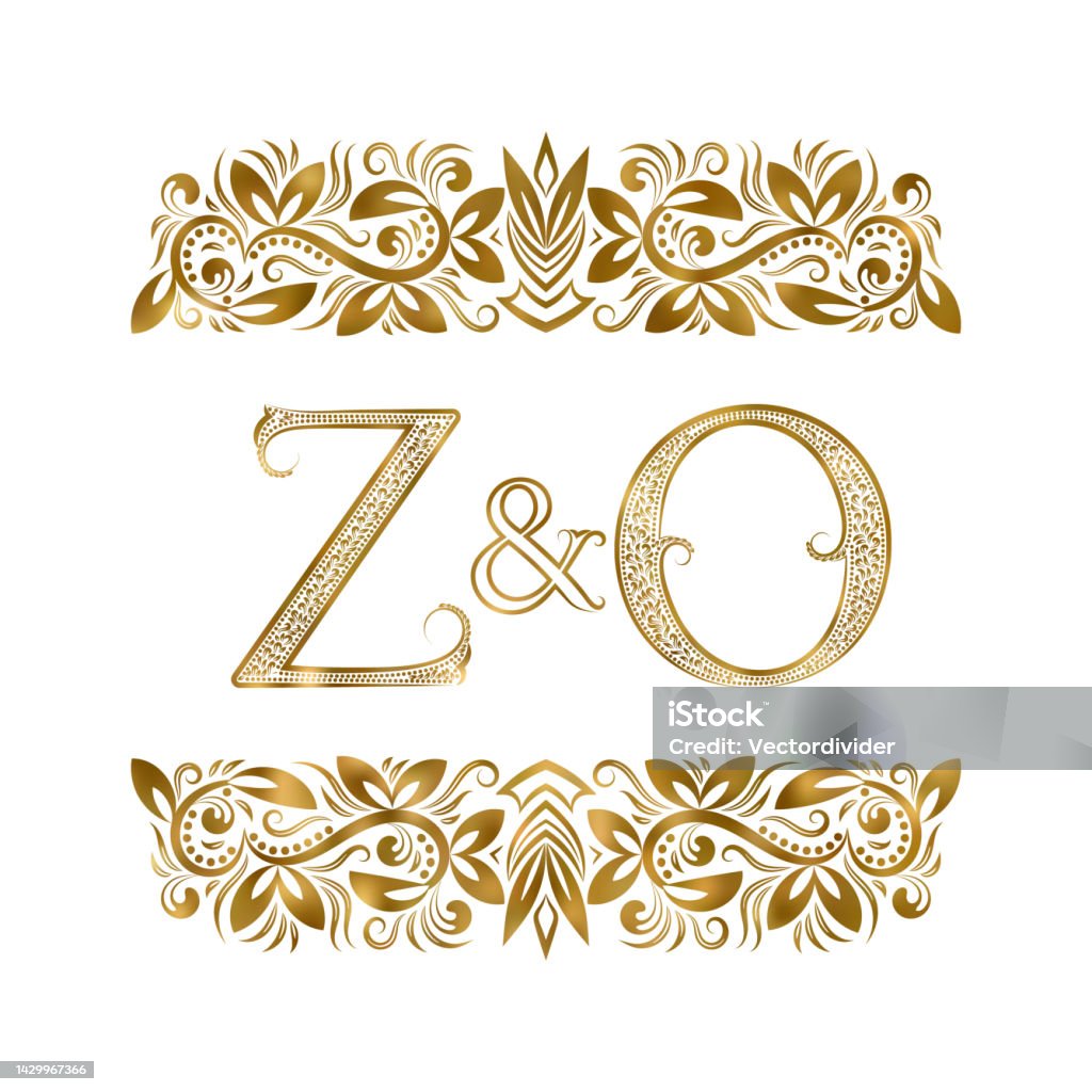 O Initals Z And O Initials Vintage Monogram The Letters Surrounded By Ornamental ...