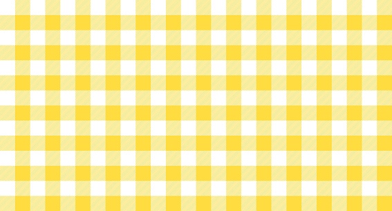 Yellow white gingham seamless pattern. Retro plaid fabric pattern. Vintage fashion design seamless vector.