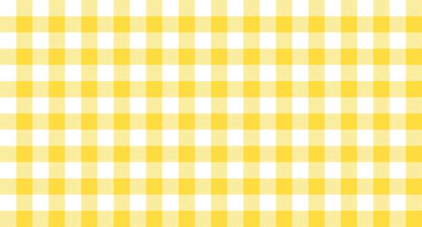 Yellow white plaid rustic seamless pattern Yellow white gingham seamless pattern. Retro plaid fabric pattern. Vintage fashion design seamless vector. gingham stock illustrations