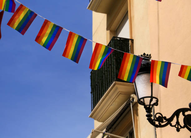 istock Streets and facades adorned with rainbow flags in Benidorm 1429970608
