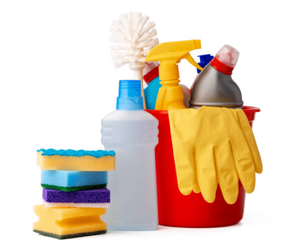 istock Cleaning supplies bottles isolated on white background 1429971612