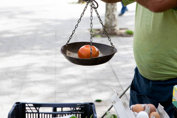 Outdoor farmers market at Plaza del Solar, Portugalete near Bilbao, Spain
