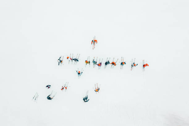 Family with Ski Gear, Walking On the Snow