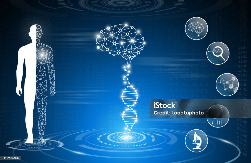 Modern Medical Science Abstract Background Technology Concept In Blue Lightbrain And Human ...