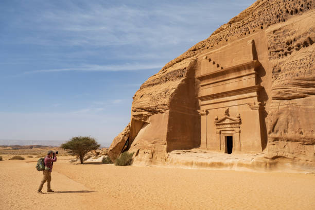 istock Photographer visiting famous tombs in Saudi Arabia 1429989147