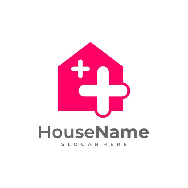 Vector illustration of House Medical Logo Template Design. Health Plus Home Logo Vector.