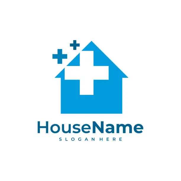 Vector illustration of House Medical Logo Template Design. Health Plus Home Logo Vector.