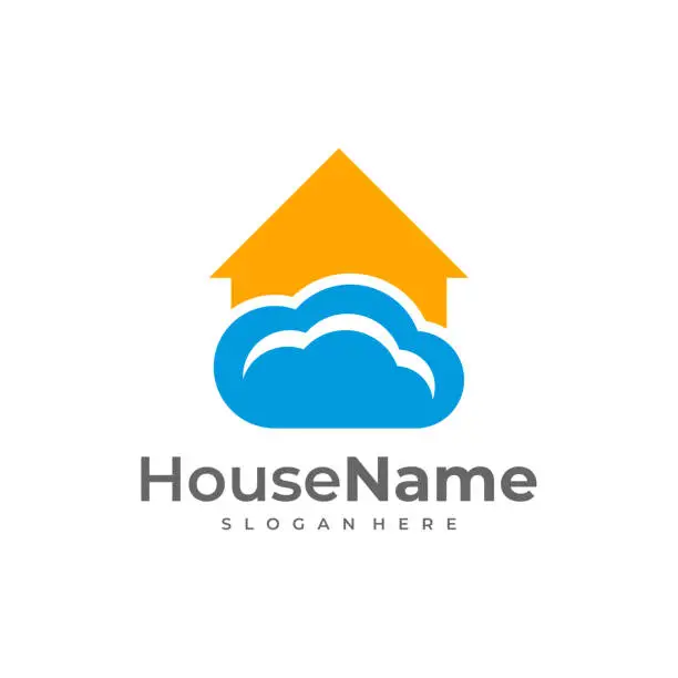 Vector illustration of Cloud House logo designs concept vector. Home with cloud logo template