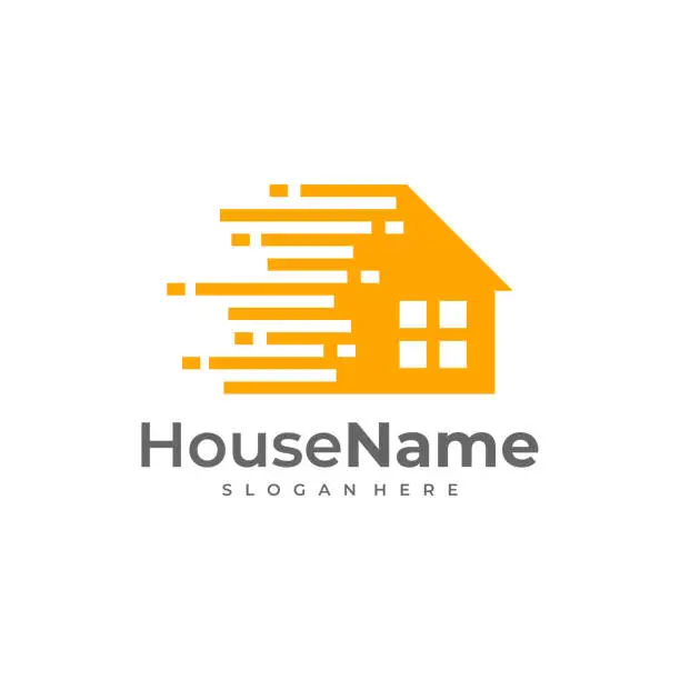 Vector illustration of Fast House logo designs concept vector. Tech Home logo template