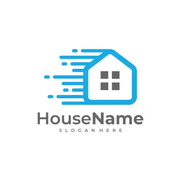 Vector illustration of Fast House logo designs concept vector. Tech Home logo template