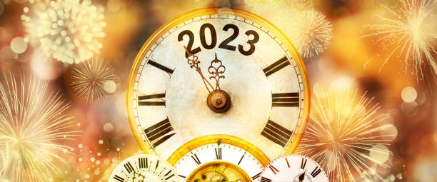 istock New Year with fireworks and clock counting down 1429999241
