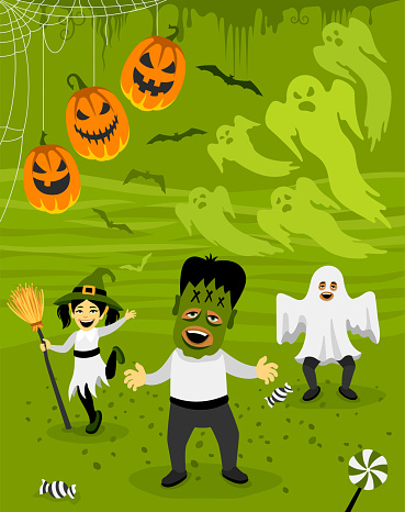 Halloween Kids Party. Poster Invitation. Trick Or Treaters