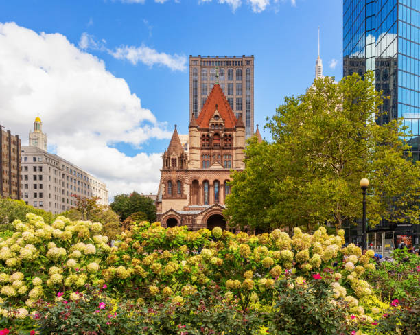 코플리 스퀘어 - 트리니티 교회 - 보스턴 매사추세츠 - boston church famous place john hancock tower 뉴스 사진 이미지