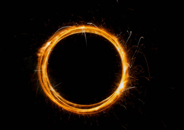 beautiful sparkler in a circle on a black background close up
