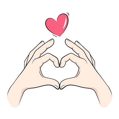 Love hand sign, finger heart vector drawing