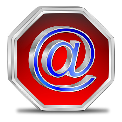 e-mail button red blue - 3D illustration